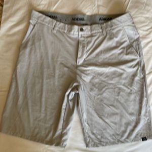Adidas grey white checked golf shorts